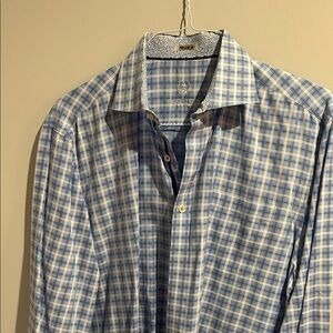 Bugatchi Blue and White Checkered Shirt